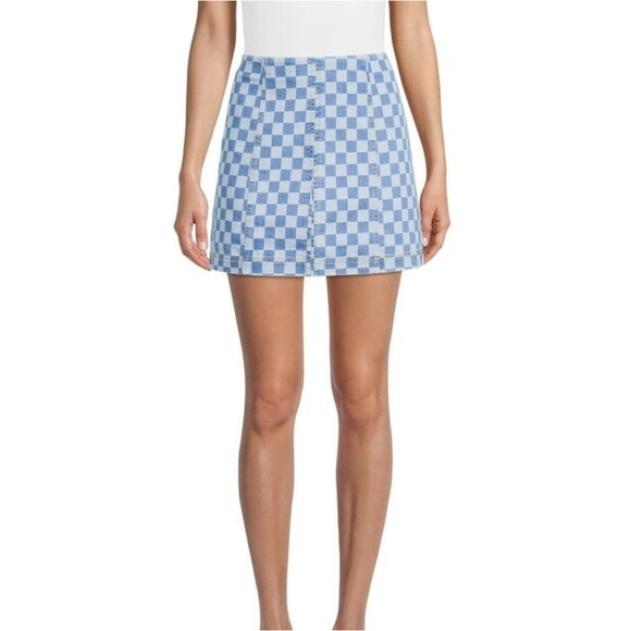 No Boundaries Checkered Denim Mini Skirt S - Picture 1 of 5
